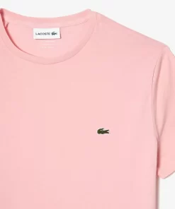 Lacoste T-Shirts>Herren-Rundhals-Shirt Aus Pima-Baumwolljersey Wasserlilie Rosa Kf9