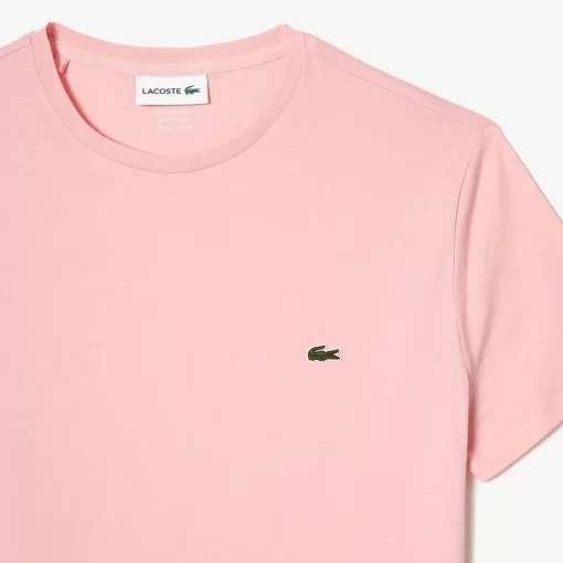 Lacoste T-Shirts>Herren-Rundhals-Shirt Aus Pima-Baumwolljersey Wasserlilie Rosa Kf9