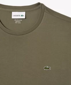 Lacoste T-Shirts>Herren-Rundhals-Shirt Aus Pima-Baumwolljersey Khaki Grun 316