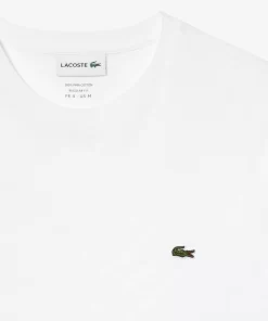 Lacoste T-Shirts>Herren-Rundhals-Shirt Aus Pima-Baumwolljersey Weis 001