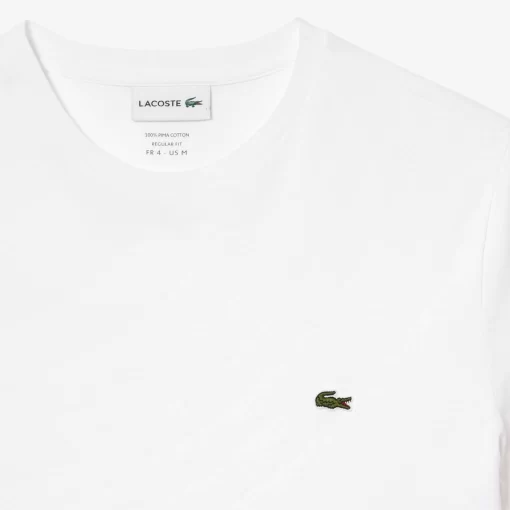 Lacoste T-Shirts>Herren-Rundhals-Shirt Aus Pima-Baumwolljersey Weis 001