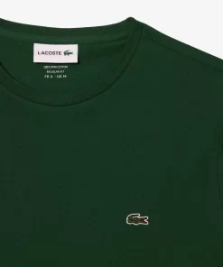 Lacoste T-Shirts>Herren-Rundhals-Shirt Aus Pima-Baumwolljersey Grun 132