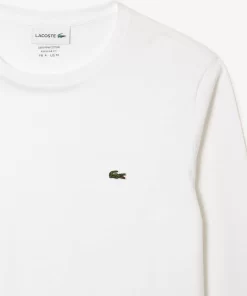 Lacoste T-Shirts>Herren-Rundhals-Shirt Aus Pima-Baumwolljersey Weis 001