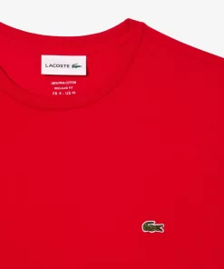 Lacoste T-Shirts>Herren-Rundhals-Shirt Aus Pima-Baumwolljersey Rot 240