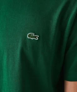 Lacoste T-Shirts>Herren-Rundhals-Shirt Aus Pima-Baumwolljersey Grun 132