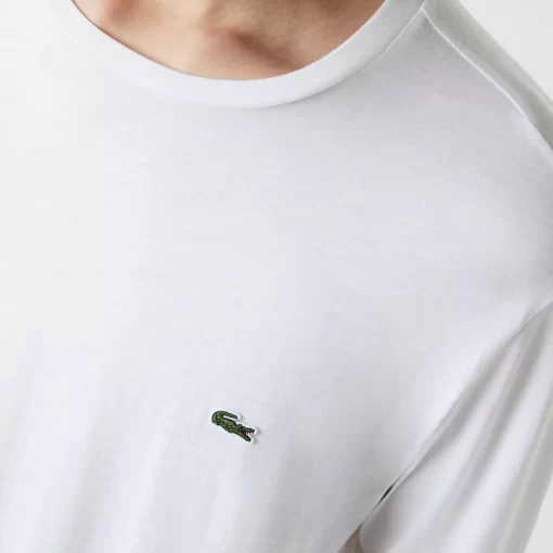 Lacoste T-Shirts>Herren-Rundhals-Shirt Aus Pima-Baumwolljersey Weis 001