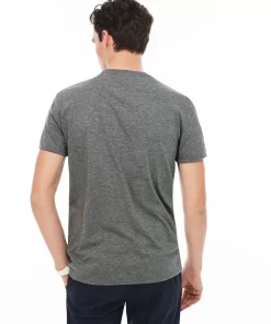 Lacoste T-Shirts>Herren-Shirt Aus Pima-Baumwolljersey Mit V-Ausschnitt Grau Svy