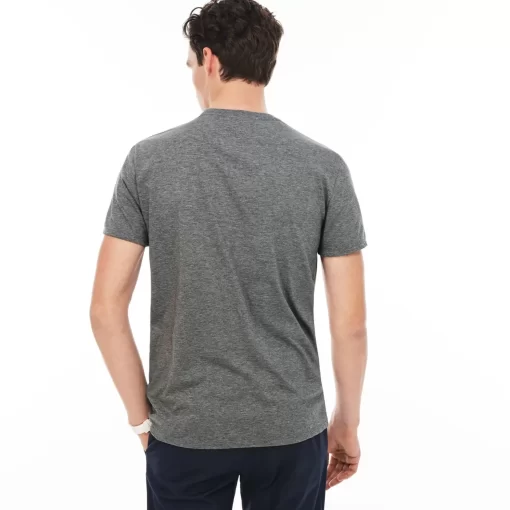 Lacoste T-Shirts>Herren-Shirt Aus Pima-Baumwolljersey Mit V-Ausschnitt Grau Svy