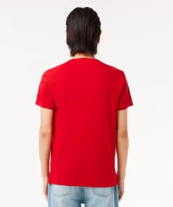 Lacoste T-Shirts>Herren-Shirt Aus Pima-Baumwolljersey Mit V-Ausschnitt Rot 240