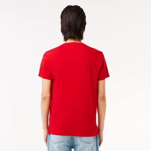 Lacoste T-Shirts>Herren-Shirt Aus Pima-Baumwolljersey Mit V-Ausschnitt Rot 240