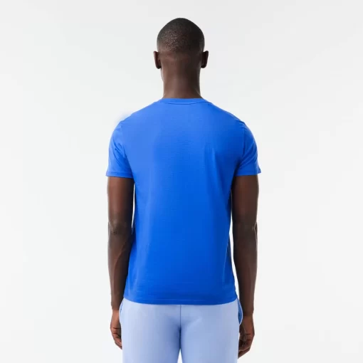 Lacoste T-Shirts>Herren-Shirt Aus Pima-Baumwolljersey Mit V-Ausschnitt Blau Siy