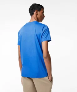 Lacoste T-Shirts>Herren-Shirt Aus Pima-Baumwolljersey Mit V-Ausschnitt Konigsblau Kxb