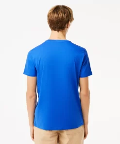 Lacoste T-Shirts>Herren-Shirt Aus Pima-Baumwolljersey Mit V-Ausschnitt Blau Ixw