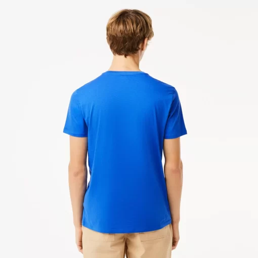 Lacoste T-Shirts>Herren-Shirt Aus Pima-Baumwolljersey Mit V-Ausschnitt Blau Ixw