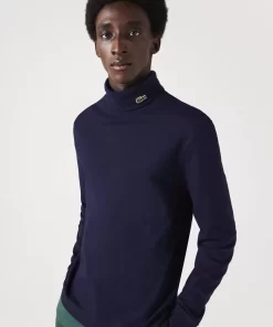 Lacoste Pullover>Herren-Shirt Mit Rollkragen Aus Bio-Baumwolle Navy Blau 166