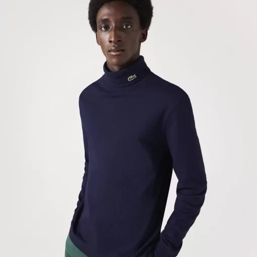 Lacoste Pullover>Herren-Shirt Mit Rollkragen Aus Bio-Baumwolle Navy Blau 166