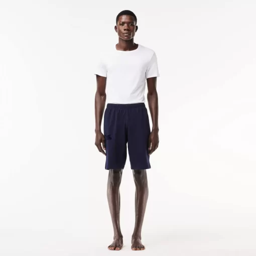 Lacoste Unterwäsche & Loungewear>Herren-Shorts Aus Baumwollfleece Mit Velours-Krokodil Navy Blau 423