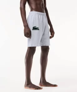 Lacoste Unterwäsche & Loungewear>Herren-Shorts Aus Baumwollfleece Mit Velours-Krokodil Heidekraut Grau / Grun Y9K