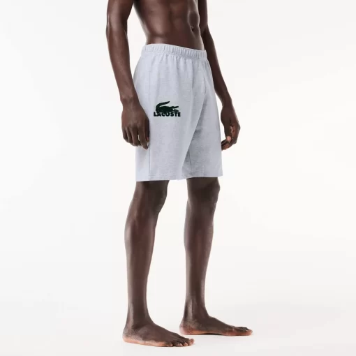 Lacoste Unterwäsche & Loungewear>Herren-Shorts Aus Baumwollfleece Mit Velours-Krokodil Heidekraut Grau / Grun Y9K