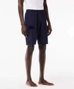 Lacoste Unterwäsche & Loungewear>Herren-Shorts Aus Baumwollfleece Mit Velours-Krokodil Navy Blau 423