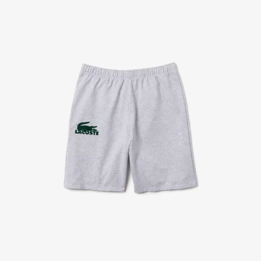 Lacoste Unterwäsche & Loungewear>Herren-Shorts Aus Baumwollfleece Mit Velours-Krokodil Heidekraut Grau / Grun Y9K