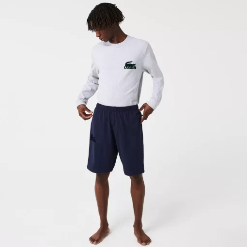 Lacoste Unterwäsche & Loungewear>Herren-Shorts Aus Baumwollfleece Mit Velours-Krokodil Navy Blau 423