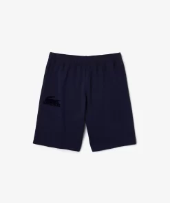 Lacoste Unterwäsche & Loungewear>Herren-Shorts Aus Baumwollfleece Mit Velours-Krokodil Navy Blau 423