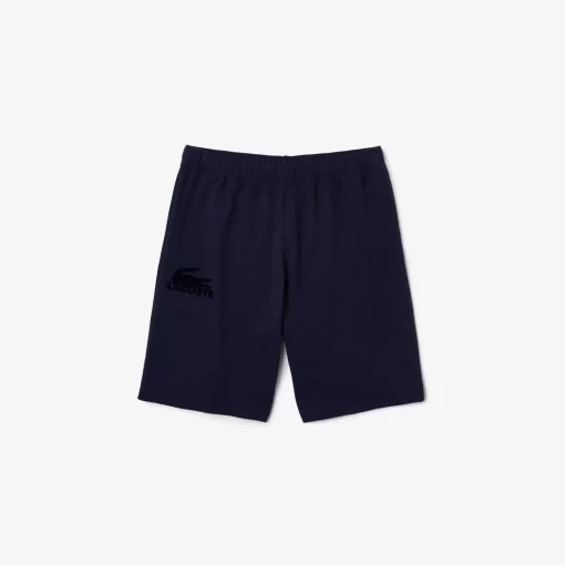 Lacoste Unterwäsche & Loungewear>Herren-Shorts Aus Baumwollfleece Mit Velours-Krokodil Navy Blau 423