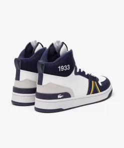 Lacoste Sneakers>Herren-Sneakers L001 Mid Aus Leder White / Navy 042