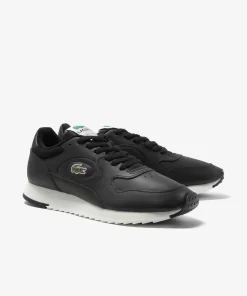 Lacoste Sneakers>Herren-Sneakers Linetrack Aus Leder Black/Offwhite 454