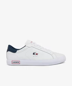 Lacoste Sneakers>Herren-Sneakers Powercourt Aus Trikolor-Leder Wht/Nvy/Red 407