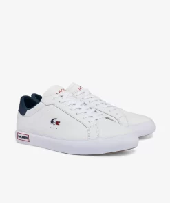 Lacoste Sneakers>Herren-Sneakers Powercourt Aus Trikolor-Leder Wht/Nvy/Red 407