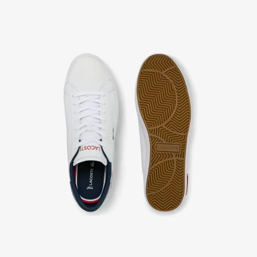 Lacoste Sneakers>Herren-Sneakers Powercourt Aus Trikolor-Leder Wht/Nvy/Red 407