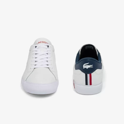 Lacoste Sneakers>Herren-Sneakers Powercourt Aus Trikolor-Leder Wht/Nvy/Red 407