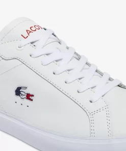 Lacoste Sneakers>Herren-Sneakers Powercourt Aus Trikolor-Leder Wht/Nvy/Red 407