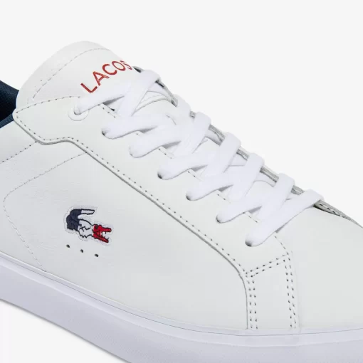 Lacoste Sneakers>Herren-Sneakers Powercourt Aus Trikolor-Leder Wht/Nvy/Red 407