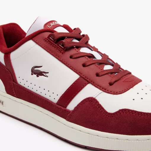 Lacoste Sneakers>Herren-Sneakers T-Clip Aus Leder Mit Logo An Der Lasche White / Red 286