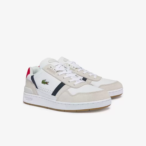 Lacoste Sneakers>Herren-Sneakers T-Clip Aus Trikolor-Leder Und Veloursleder Wht/Nvy/Red 407