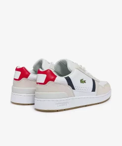 Lacoste Sneakers>Herren-Sneakers T-Clip Aus Trikolor-Leder Und Veloursleder Wht/Nvy/Red 407