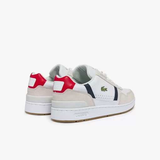 Lacoste Sneakers>Herren-Sneakers T-Clip Aus Trikolor-Leder Und Veloursleder Wht/Nvy/Red 407