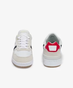 Lacoste Sneakers>Herren-Sneakers T-Clip Aus Trikolor-Leder Und Veloursleder Wht/Nvy/Red 407