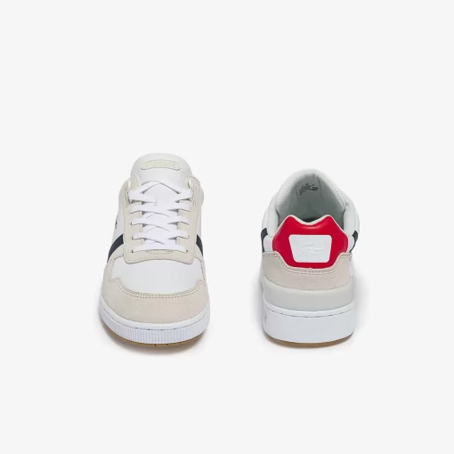 Lacoste Sneakers>Herren-Sneakers T-Clip Aus Trikolor-Leder Und Veloursleder Wht/Nvy/Red 407