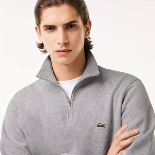 Lacoste Pullover>Herren-Sweatshirt Aus Baumwolle Mit Stehkragen Und Reisverschluss Heidekraut Grau Cca