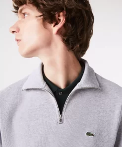 Lacoste Pullover>Herren-Sweatshirt Aus Baumwolle Mit Stehkragen Und Reisverschluss Heidekraut Grau Cca