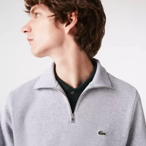 Lacoste Pullover>Herren-Sweatshirt Aus Baumwolle Mit Stehkragen Und Reisverschluss Heidekraut Grau Cca