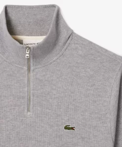 Lacoste Pullover>Herren-Sweatshirt Aus Baumwolle Mit Stehkragen Und Reisverschluss Heidekraut Grau Cca