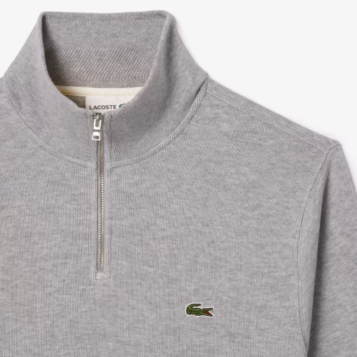 Lacoste Pullover>Herren-Sweatshirt Aus Baumwolle Mit Stehkragen Und Reisverschluss Heidekraut Grau Cca