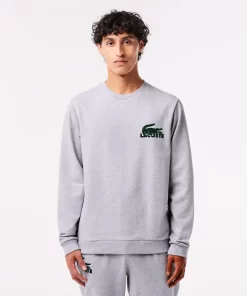 Lacoste Unterwäsche & Loungewear>Herren-Sweatshirt Aus Baumwoll-Fleece Heidekraut Grau / Grun Y9K