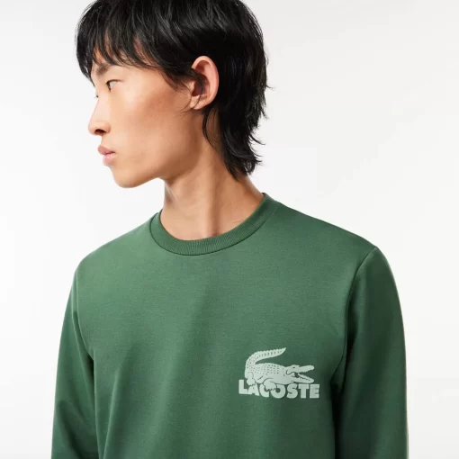 Lacoste Unterwäsche & Loungewear>Herren-Sweatshirt Aus Baumwoll-Fleece Dunkelgrun / Grun Riv