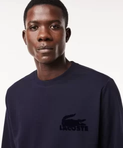 Lacoste Unterwäsche & Loungewear>Herren-Sweatshirt Aus Baumwoll-Fleece Navy Blau 423